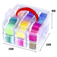 QCZKB 188 Embroidery Floss Set Including Cross Stitch 2-Tier box, box