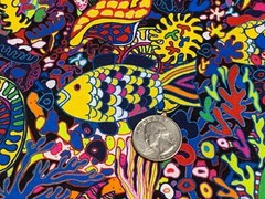Fabric Packed Aquatic Fish on Multi Cotton TIMELESS TREASURES 1/4 yard CD 1587