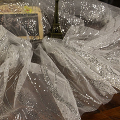 Glitter Tulle Mesh Fabric Bronzing Material for Wedding Dress DIY By Metre