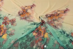 58” Wide By Yard Floral Painting Chiffon Gauze Dancing Dress Fabric Chiffon 50D