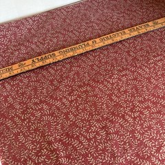Burgundy Wine Color Fabric With Muted Green Leaves And Stems 44 Wide 2 1/3 Yds
