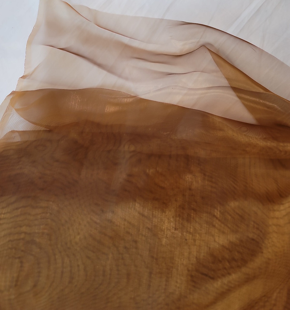 Ikea Sarita Brown Gold Sheer Polyester Voile Fabric Sold By 2 Yards Machine Wash