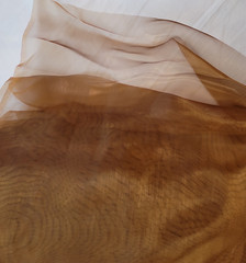 Ikea Sarita Brown Gold Sheer Polyester Voile Fabric Sold By 2 Yards Machine Wash