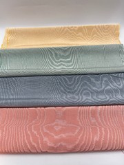 Green Silk Moire Fabric, Watermark Patterned, By 2 Meters.