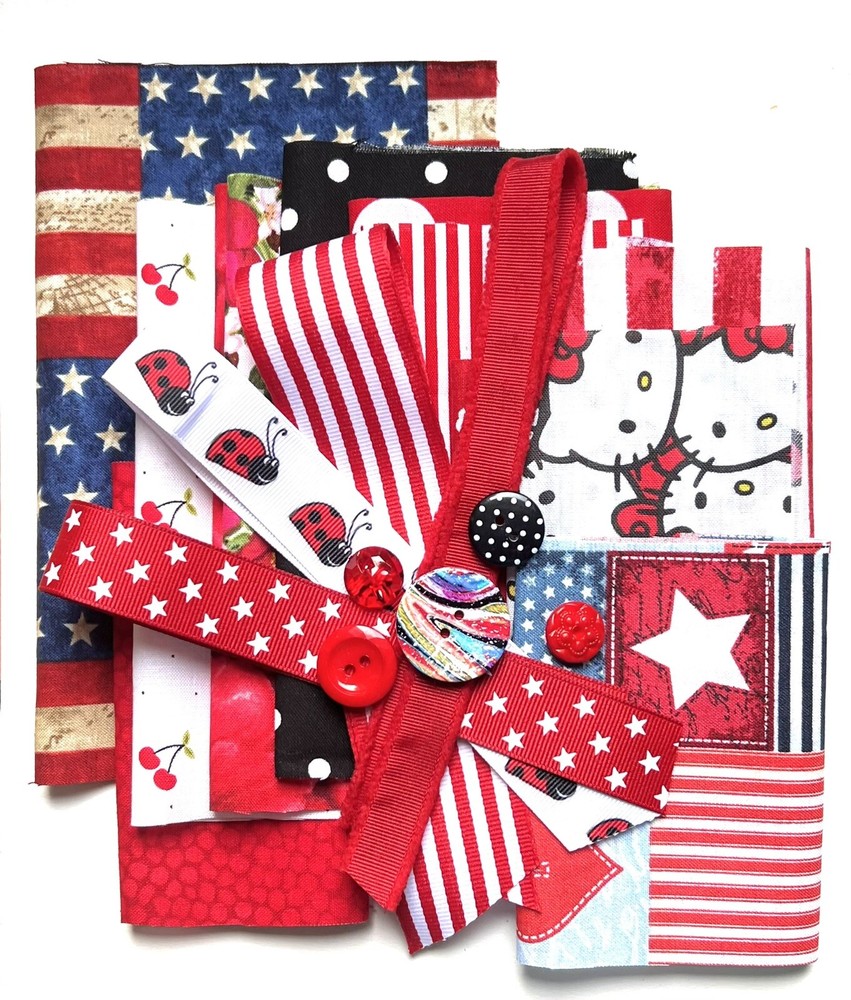 Red White & Blue Fabric 20 Items 100% Cotton Fabric Junk Journals Quilting #JY4