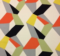 ETHAN ALLEN PAX MANGO ORANGE GEOMETRIC ABSTRACT MODERN FABRIC BY THE YARD 54″W