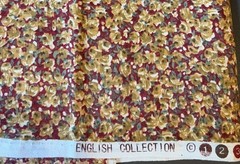 1 /2 Yard English Collection Maroon Floral 100% Cotton Fabric 44” Wide