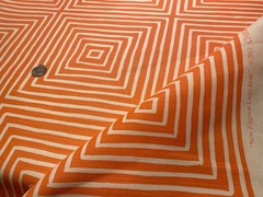 1Yd Quadrille CHINA SEAS Ziggurat Large Scale Orange on Tint 55% Linen Fabric