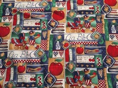 11 1/2 YDS LOT VTG 90’S COTTON FABRICS! SCHOOL, LIGHTHOUSES, CHEFS AND BRICKS!