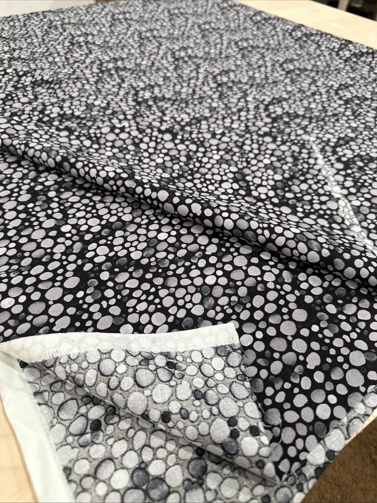 Extra wide backing quilt fabric 108” black & greys pebbles. 8 yards available