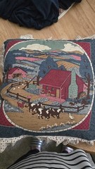 Vintage 1980s VIP Cranston Farm Print Fabric Pillows Lot of 2