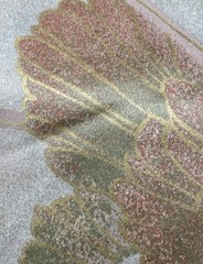 Vtg BTY Texoprint Netherlands Drapery Fabric Floral Satin Finish W/Gold Art Deco