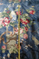 Richloom Platinum Collection Blue Stripe Floral Birds Fabric 6+ Yds NEW Charming