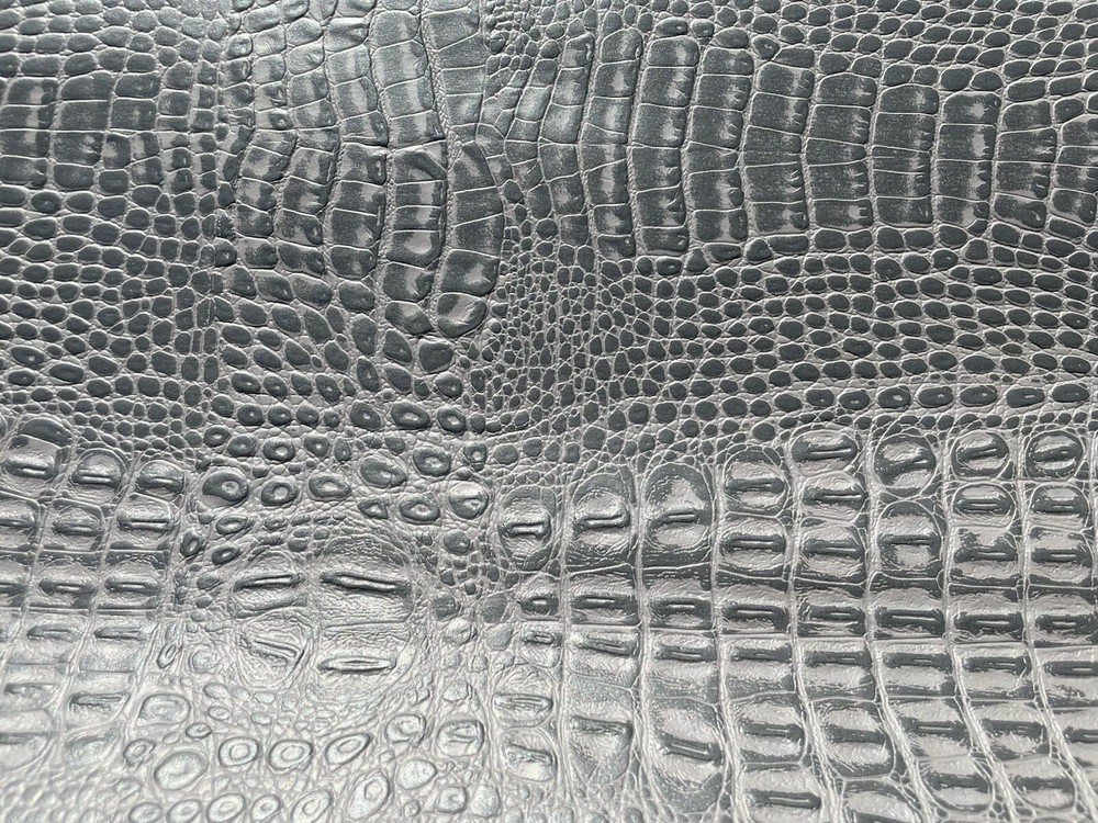 1 Yard Gray Alligator Crocodile Embossed Vinyl Faux Leather Upholstery 36” x 54”