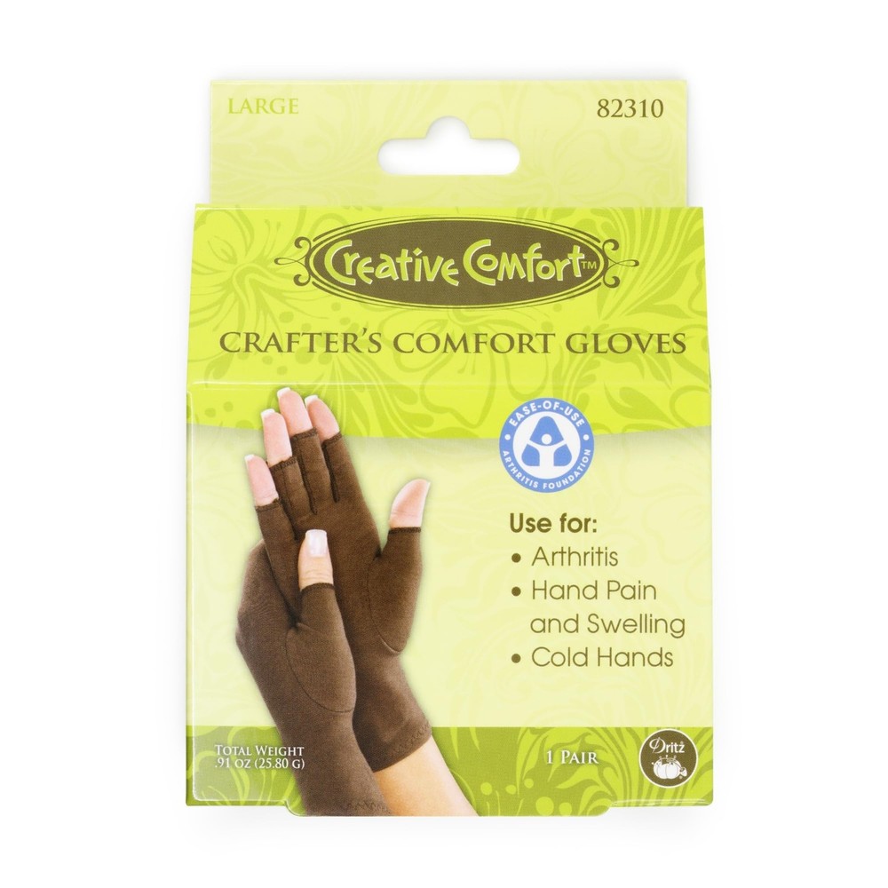 Dritz Crafters Comfort Glove – Small, 1 Pair – 2 Count (Pack of 1), Brown