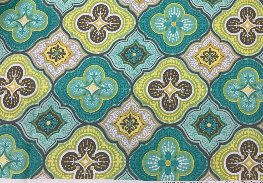 BROTHER SISTER DESIGN STUDIO #MOR.MN-AQUA, TEAL & GRAY (2012)– 1 YARD