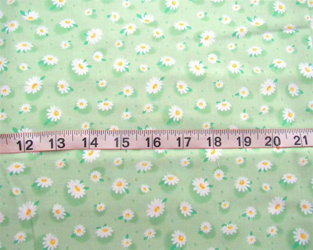 1 yd Cotton Fabric “DooDads” by Paintbrush Studio, Green with Daisies