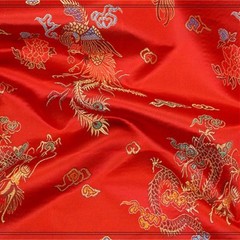 Chinese Satin Silk Dragon Phoenix Fabric Cloth Cheongsam Costume Upholstery DIY