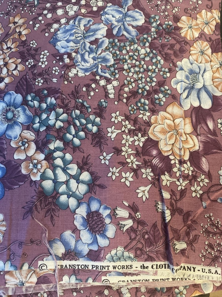 Cranston Print Works USA 45” wide purple lavender blue flowers 2.5 yards