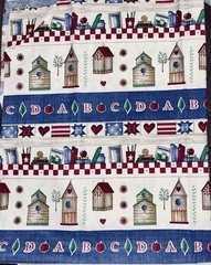 VTG Books Alphabet Checkered Birdhouses Border Stripes Oakhurst Textiles BTFQ