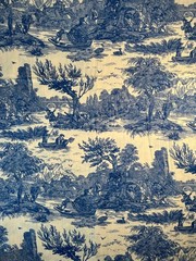Fabric – RARE French Toile Country Pastoral Romantic Riverbank Sold BTY x 60″ W