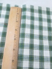 Estate Find VTG Green & White Plaid Striped Fabric, 45″ W. x 1 YD +14″, New