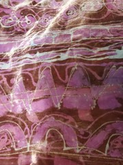 2.5 Yds Vintage Estate Batik Velvet Fabric 100 X 42 Magenta Blue Lavender Purple