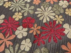 Fabric Remnant Designer Material Brown Flower Power Olive, Orange, Gold 57” X 52