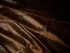 5.4yds DESIGNER FABRIC BRILLIANT COPPER SATIN w/ METALLIC GOLD BLOCKS BROCADE