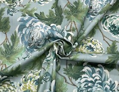 BALLARD DESIGNS ALORA CELADON GREEN OVERSIZE FLORAL FABRIC 2.75 YARDS 54″W