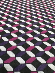 Purple Gray Pink Mauve Black Diamond Print Knit Fabric BTY #13
