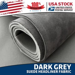 Dark Grey Suede Headliner Fabrics Foam Backed 60″x60″ Ceiling Replace Material