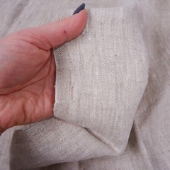 HEAVY Pure 100% LINEN – oatmeal – Natural Washed Fabric 240gsm European flax