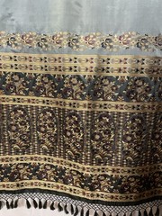 Exquisite Floral & Paisley Border Silk Sari Sage Green 5.5 In Length 44″ Wide