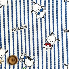 Sanrio Pochacco Hickory Stripe Cotton Oxford Fabric by the Half Meter W109cm