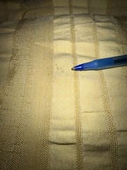 2.8ydX63″W yellow silky rayon-y synthetic wide shadow stripe seersucker fabric