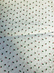 VTG Spring Mills Inc.Feminine Pink Rosebuds Florals on White Pucker Cotton BTFQ