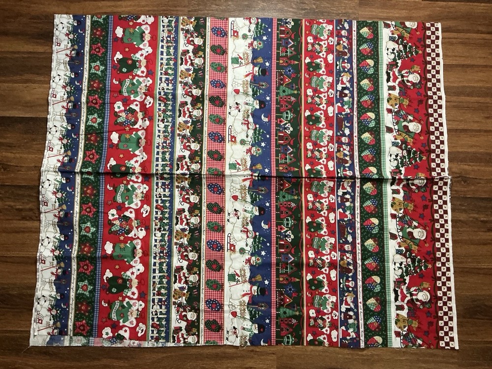 1994 Fabric Traditions Christmas Border #5321 2 Yds X 44in Santa Snowman Angels