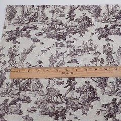 1 Yard Printed Cotton Fabric 44″ Lightweight Tan Dark Brown Antique Theme Angel