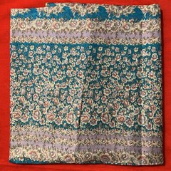 Vintage DEEPAM Floral Paisley Aqua & Multicolor Silk Sari Fabric 330×44”