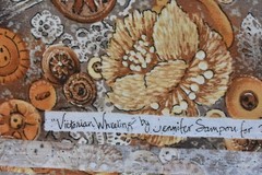 By 1/2 Yd, Vintage, Brown Gold Tan Buttons, P&B/Sampou/”Victorian Wheeling”,V870