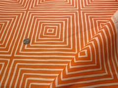 1Yd Quadrille CHINA SEAS Ziggurat Large Scale Orange on Tint 55% Linen Fabric
