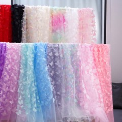 3D Butterfly Mesh Tulle Cloth Gradient Organza Wedding Party Skirt Sewing Fabric