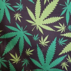 Marijuana Weed Black Cotton Fabric Easy care 58″ by the Yard