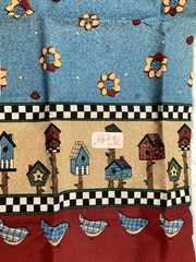 Lot of 9 Fabric Scraps Browns Cream Floral Bird House Red Lot #52