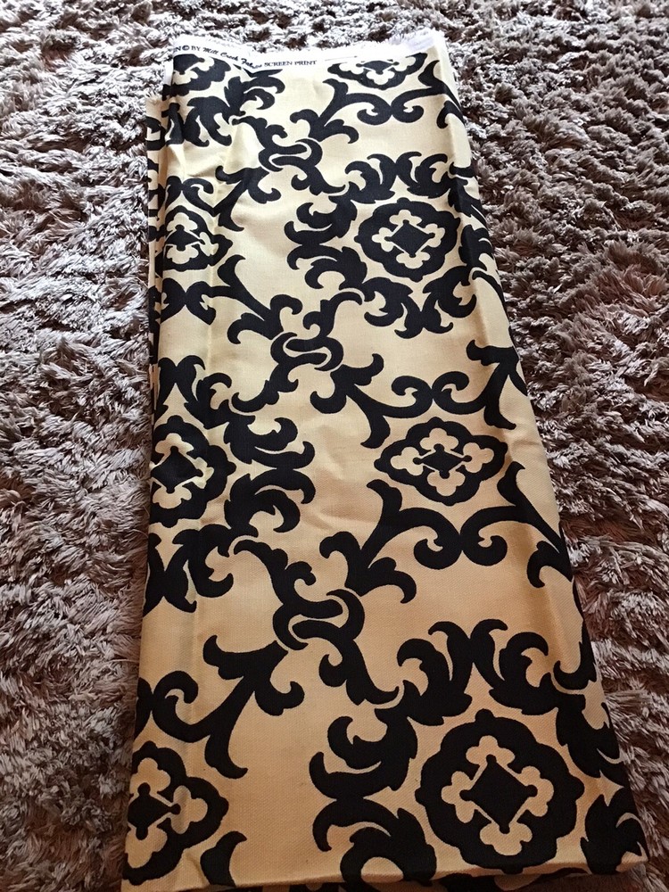 Mill Creek Fabric Original Design Black Beige 1 Yard X 44” Upholstery Fabric
