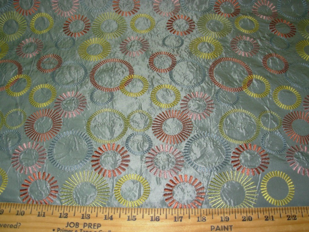 5 YDS~FAUX SILK MODERN EMBROIDERED SUZANI~DRAPERY UPHOLSTERY FABRIC FOR LESS~