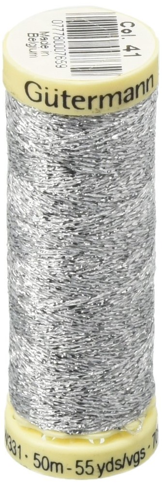 Gutermann Metallic Effect Nylon/Polyester Thread, 50m/55 yd, 50m, Silver