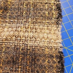 WOW! Felted-Back Flat Boucle Vintage Wool Suiting w/ Gold Threads – Unique, Fab!