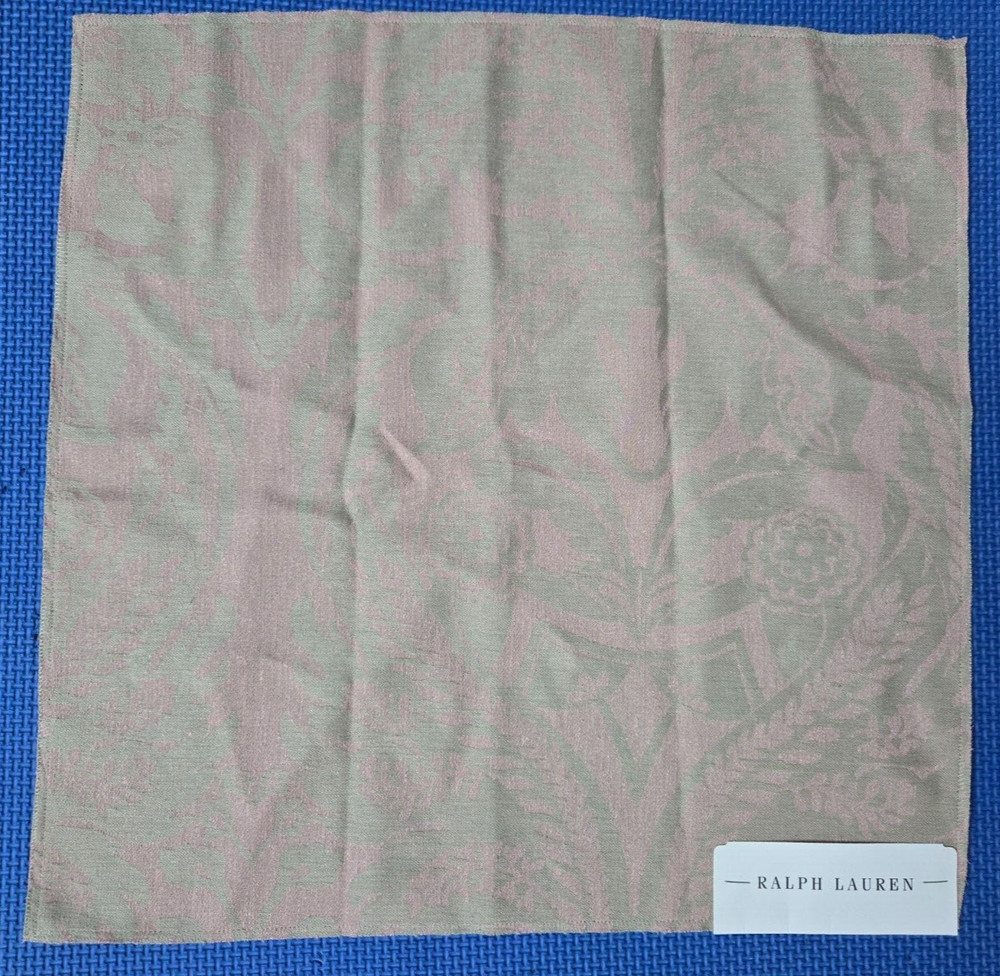 Ralph Lauren STANDISH DAMASK BISQUE 16.5×16.5″ Sample Fabric Napkins 2 Pieces